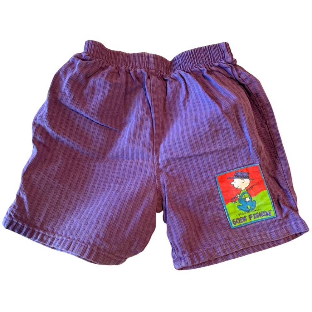 Vintage Children’s Peanuts Charlie Brown Goin Fishin Shorts Purple 6 Years